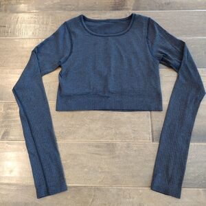 LULULEMON Women's EEUC Ebb to Street charcoal Black Long-sleeve Crop Top - 6